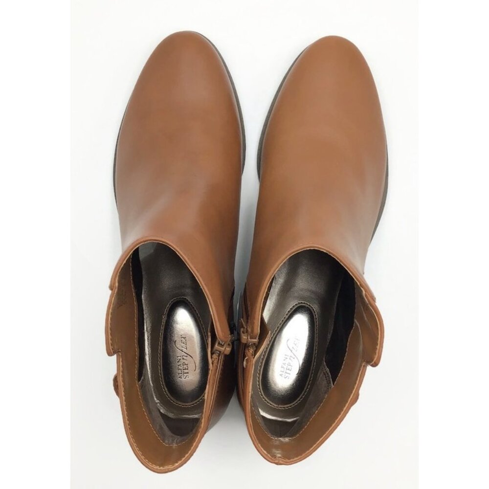 Alfani Step n Flex Genuine Leather Boots Womens 9.5 Cognac Brown Ankle Bootie - Picture 10 of 13